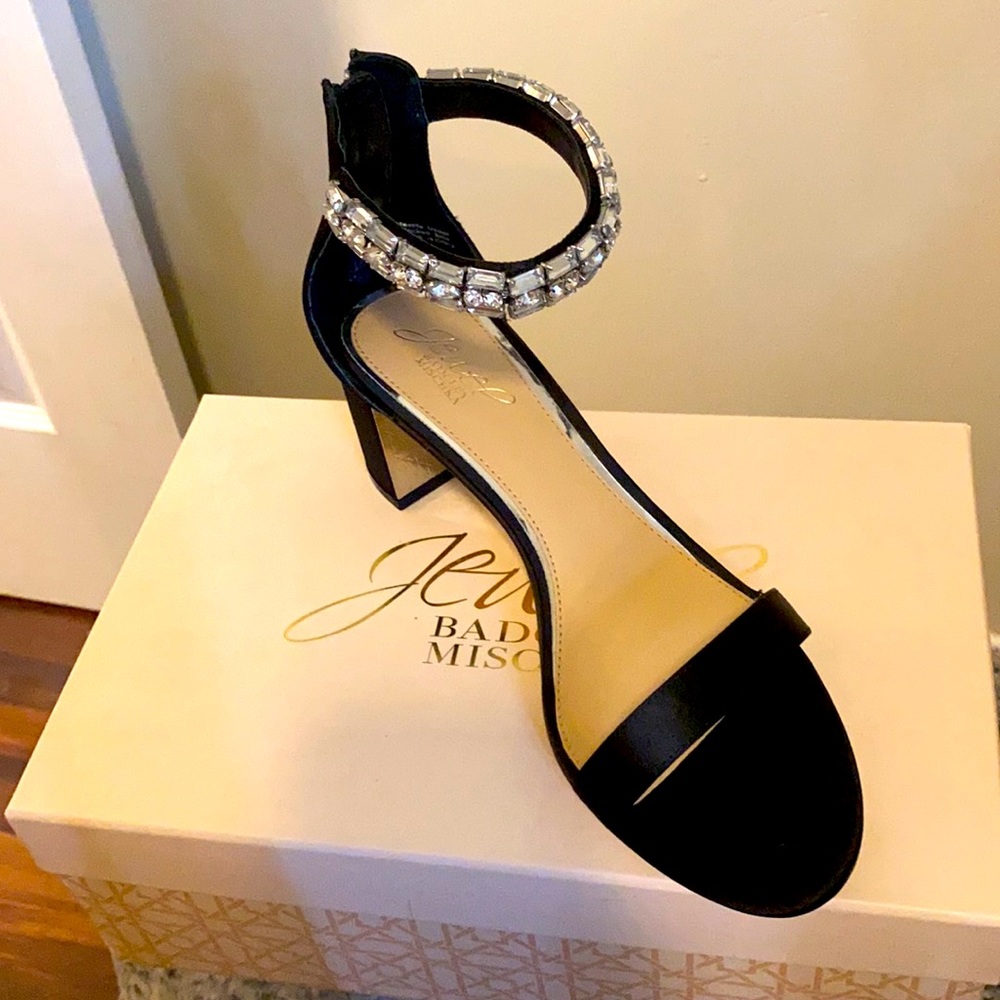 BADGLEY MISCHKA Jeweled Black Heels
